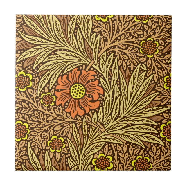 William Morris Marigold, Copper Brown and Orange Tile (Front)
