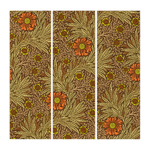 William Morris Marigold, Copper Brown and Orange   Triptych