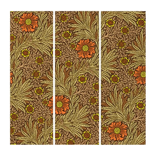 William Morris Marigold Copper Brown and Orange   Triptych