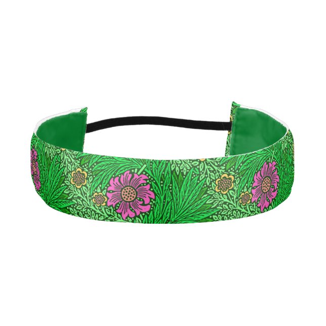 William Morris Marigold, Emerald Green & Fuchsia Athletic Headband (Front)