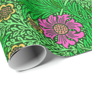 William Morris Marigold, Emerald Green & Fuchsia Wrapping Paper