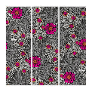 William Morris Marigold, Gray / Grey, and Fuchsia  Triptych