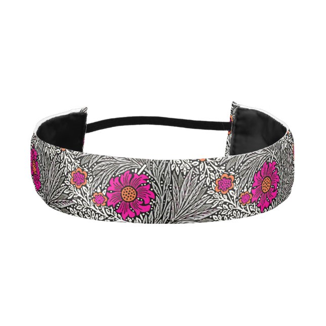 William Morris Marigold, Gray / Grey, and White Athletic Headband (Front)