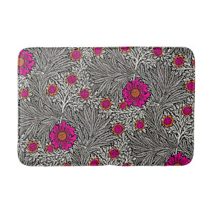 William Morris Marigold, Gray / Grey, and White Bathroom Mat