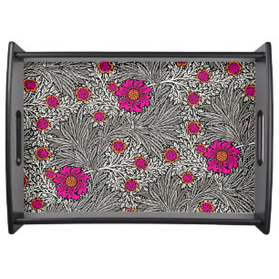 William Morris Marigold, Gray / Grey, and White Serving Tray
