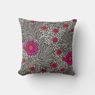 William Morris Marigold, Gray / Grey, and White Throw Pillow