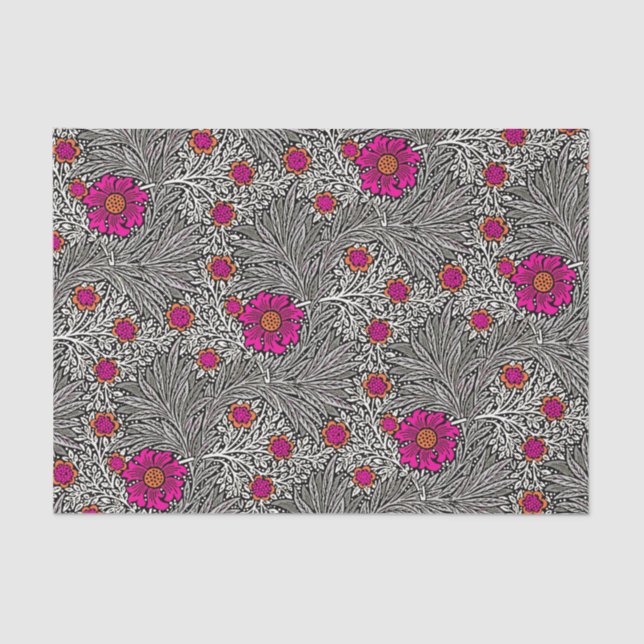 William Morris Marigold, Gray / Grey, and White Tissue Paper (Front)