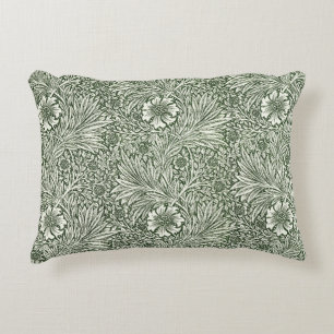 William Morris Marigold Green Floral Art Print Accent Pillow