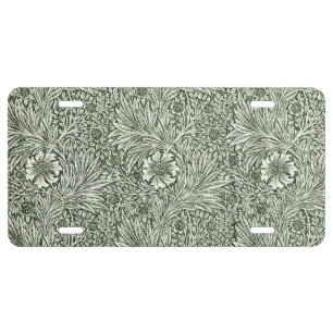 William Morris Marigold Green Floral Art Print License Plate