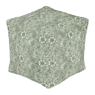 William Morris Marigold Green Floral Art Print Pouf