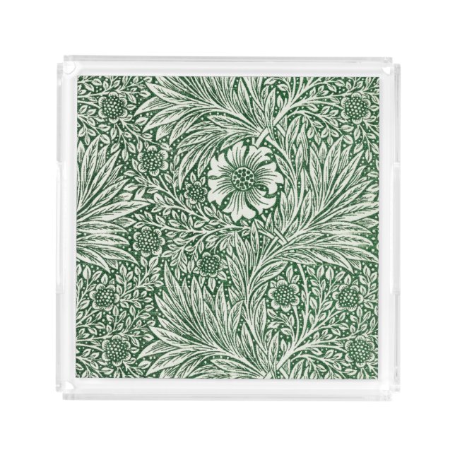 william morris marigold green floral flower acrylic tray (Front)