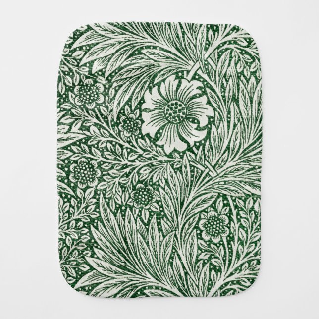 william morris marigold green floral flower baby burp cloth (Front)