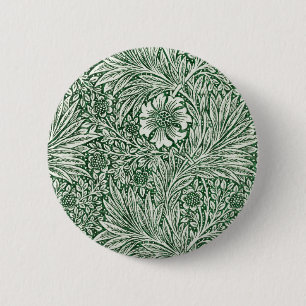 william morris marigold green floral flower button