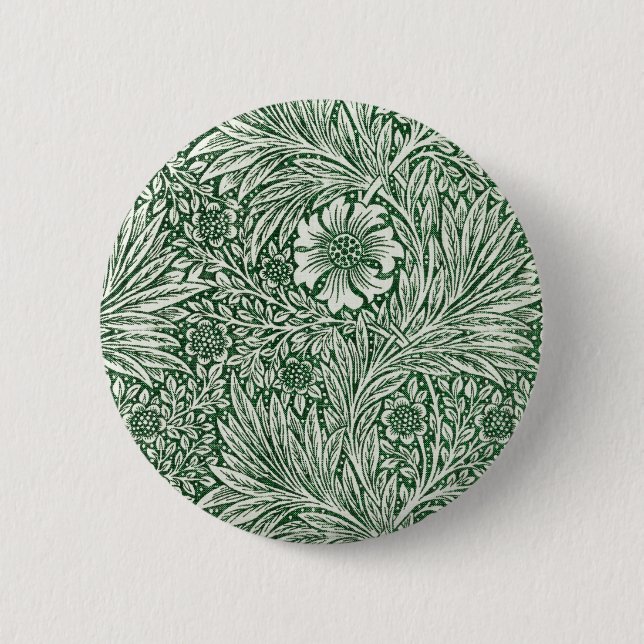 william morris marigold green floral flower button (Front)