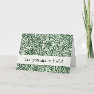 william morris marigold green floral flower card