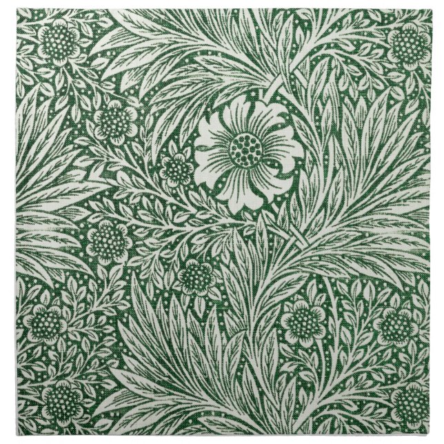 william morris marigold green floral flower cloth napkin (Front)