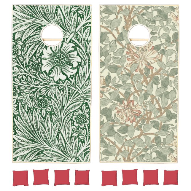 william morris marigold green floral flower cornhole set (Set)