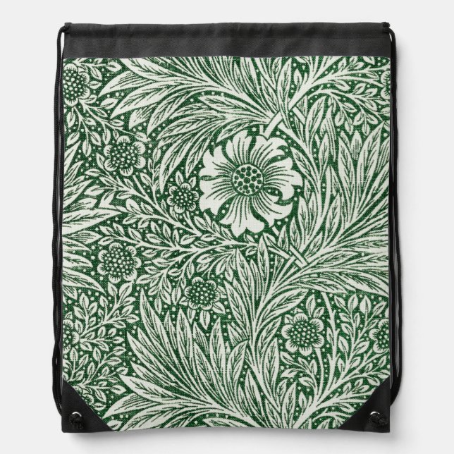 william morris marigold green floral flower drawstring bag (Front)
