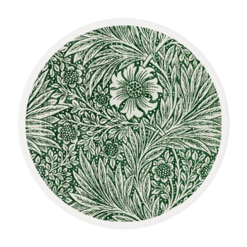 william morris marigold green floral flower edible frosting rounds
