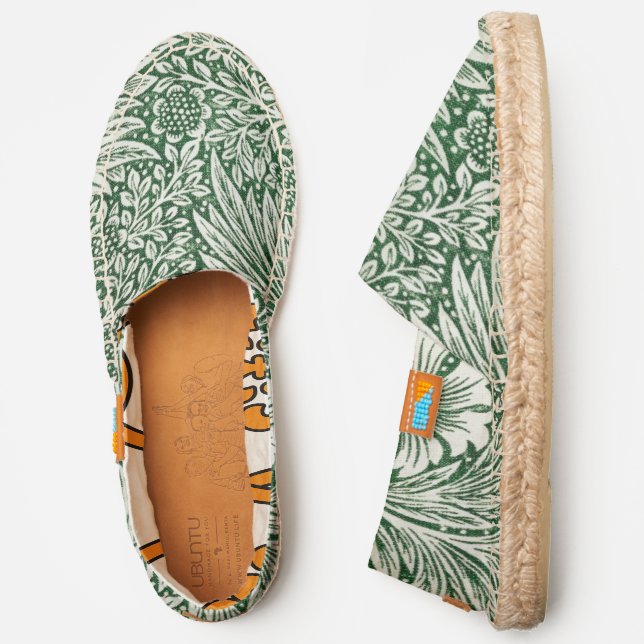 william morris marigold green floral flower espadrilles (Side)