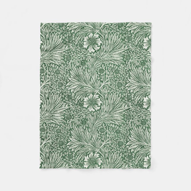 william morris marigold green floral flower fleece blanket (Front)