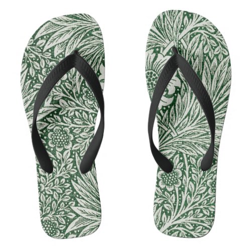 william morris marigold green floral flower flip flops