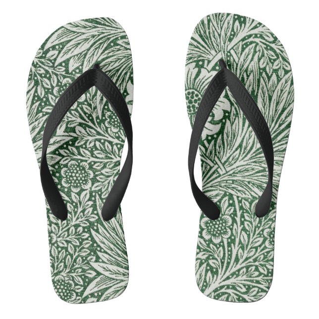 william morris marigold green floral flower flip flops (Footbed)