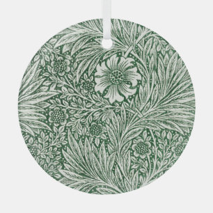 william morris marigold green floral flower glass ornament
