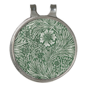 william morris marigold green floral flower golf hat clip
