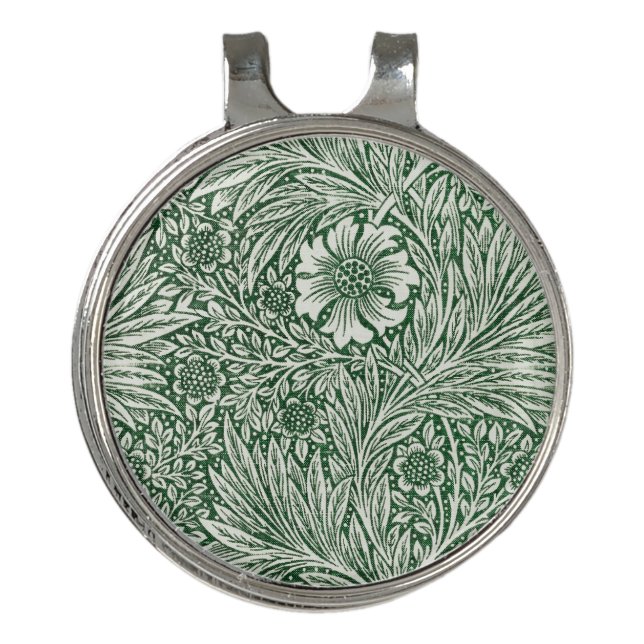 william morris marigold green floral flower golf hat clip (Front)