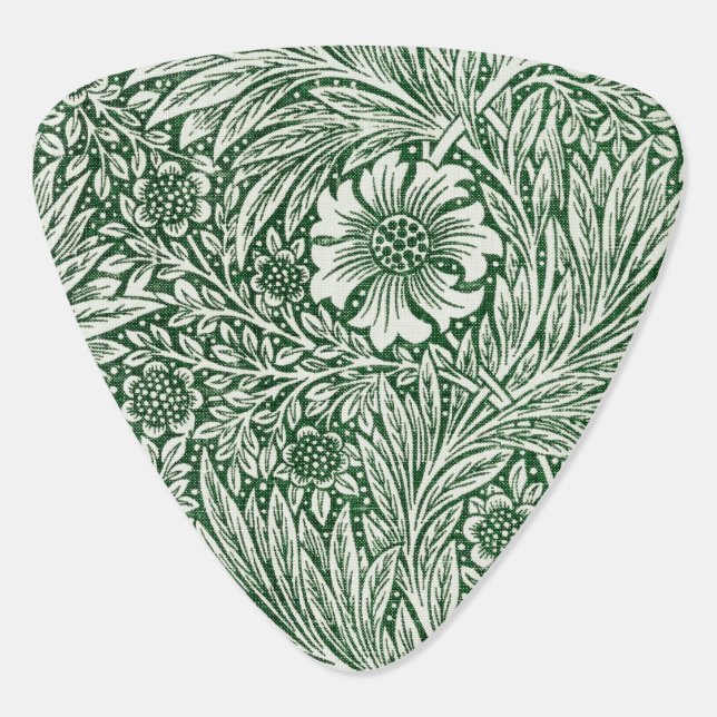 william morris marigold green floral flower guitar pick (Back)