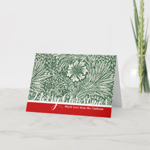william morris marigold green floral flower holiday card