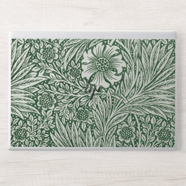 william morris marigold green floral flower HP laptop skin (Front)