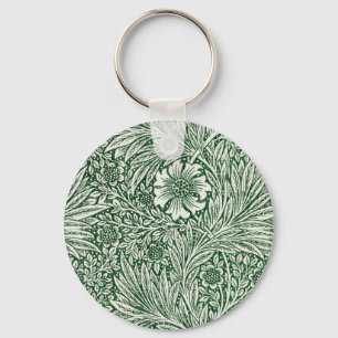 william morris marigold green floral flower keychain