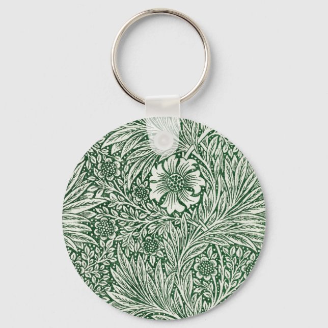 william morris marigold green floral flower keychain (Front)