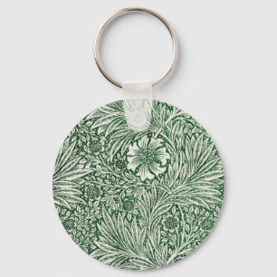 william morris marigold green floral flower keychain