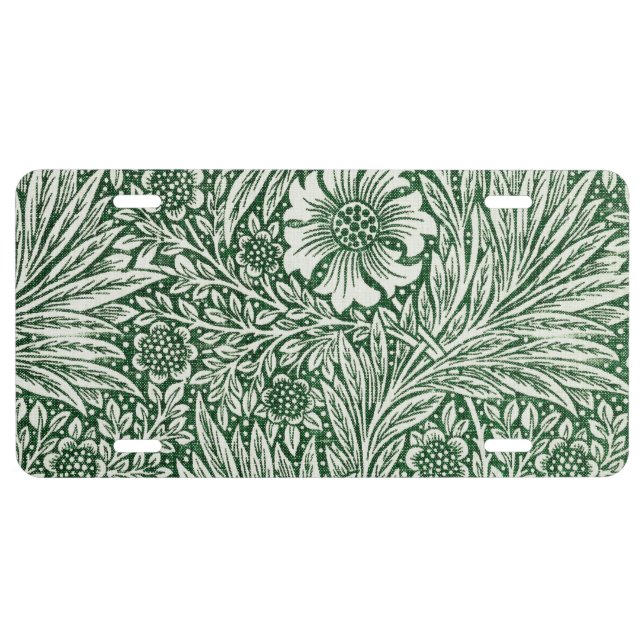 william morris marigold green floral flower license plate (Front)