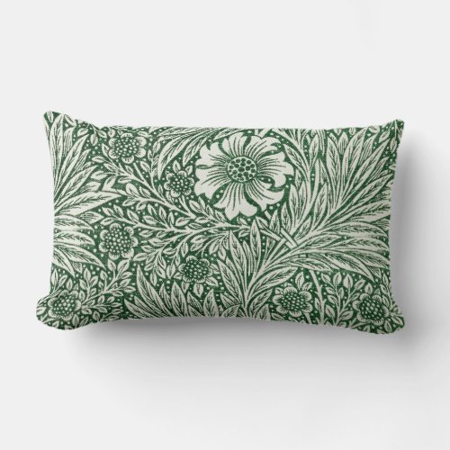 william morris marigold green floral flower lumbar pillow