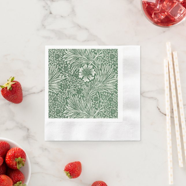 william morris marigold green floral flower napkins (Insitu)