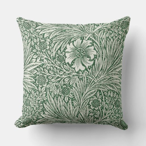 william morris marigold green floral flower outdoor pillow