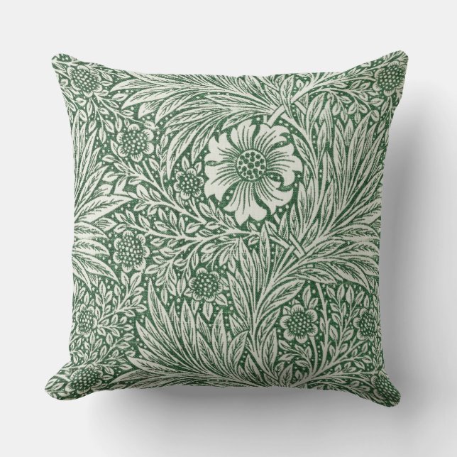 william morris marigold green floral flower outdoor pillow (Front)