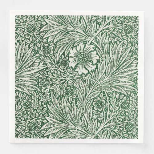 william morris marigold green floral flower paper dinner napkins