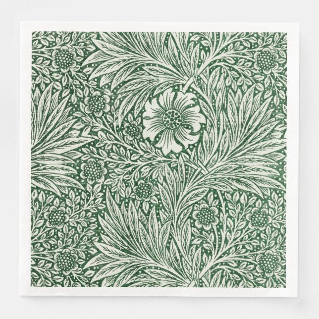 william morris marigold green floral flower paper dinner napkins (Front)