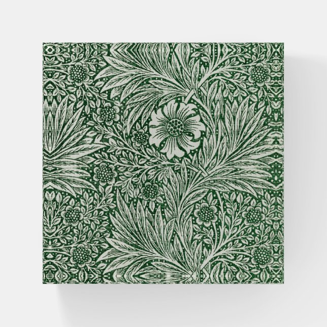 william morris marigold green floral flower paperweight (Front)