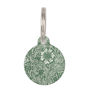 william morris marigold green floral flower pet ID tag