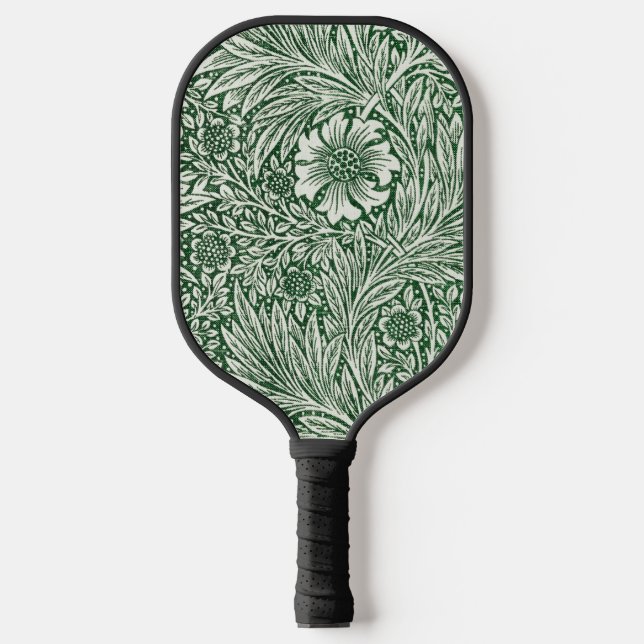 william morris marigold green floral flower pickleball paddle (Front)