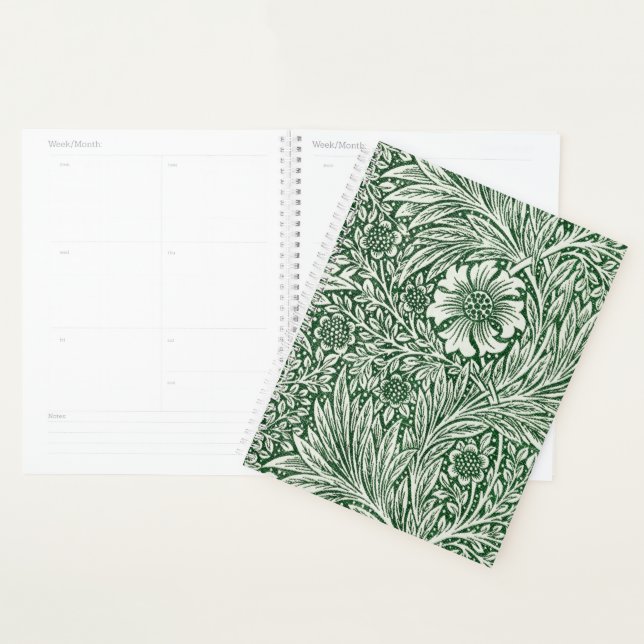 william morris marigold green floral flower planner (Display)