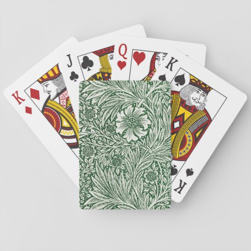 william morris marigold green floral flower playing cards
