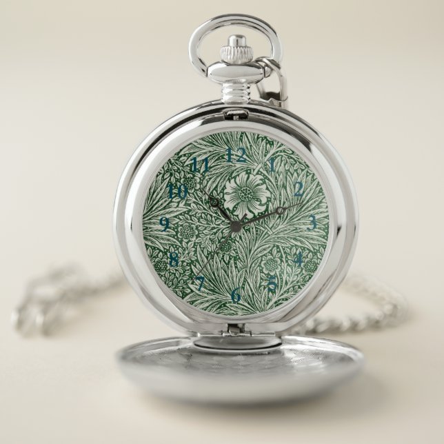 william morris marigold green floral flower pocket watch (Inside)