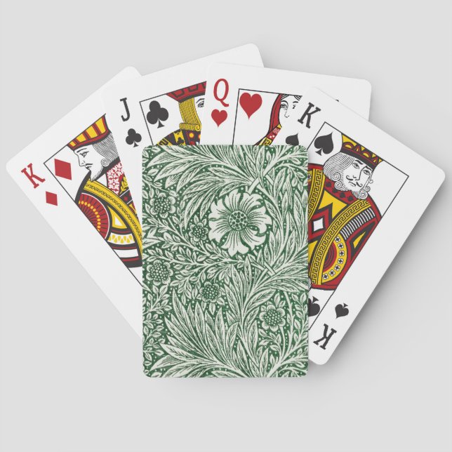william morris marigold green floral flower poker cards (Back)